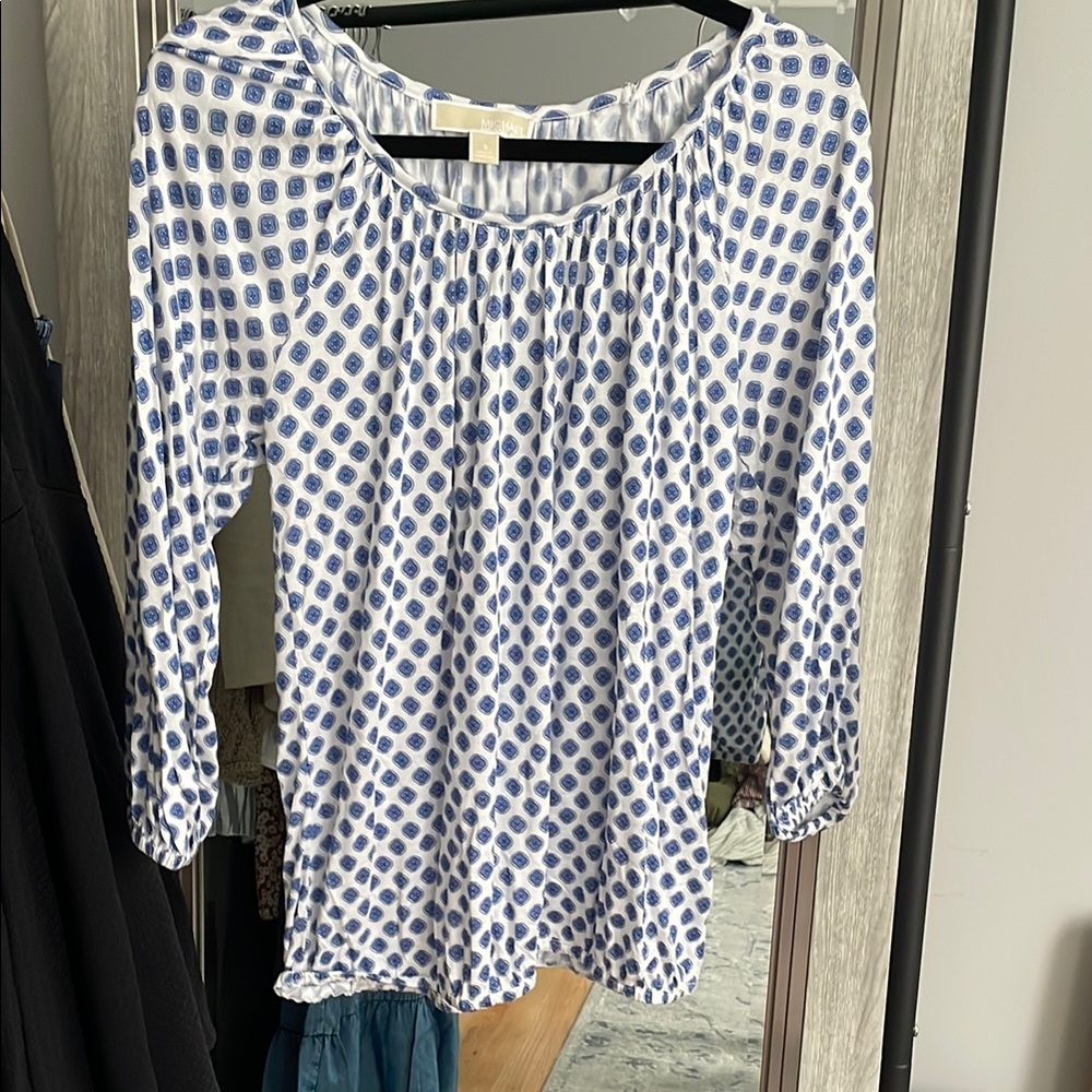 Michael Kors Blue and White Patterned Skirt